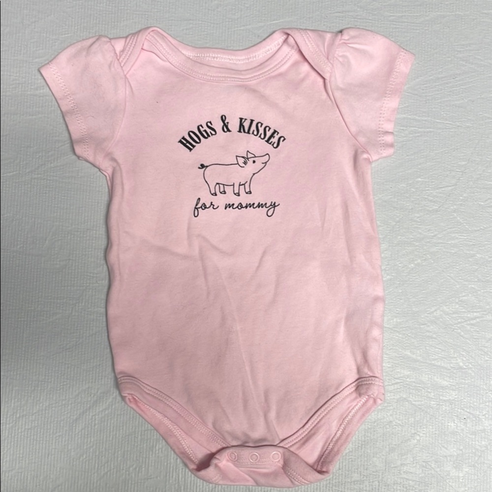 Pink Baby Onesie - Hogs & Kisses Design